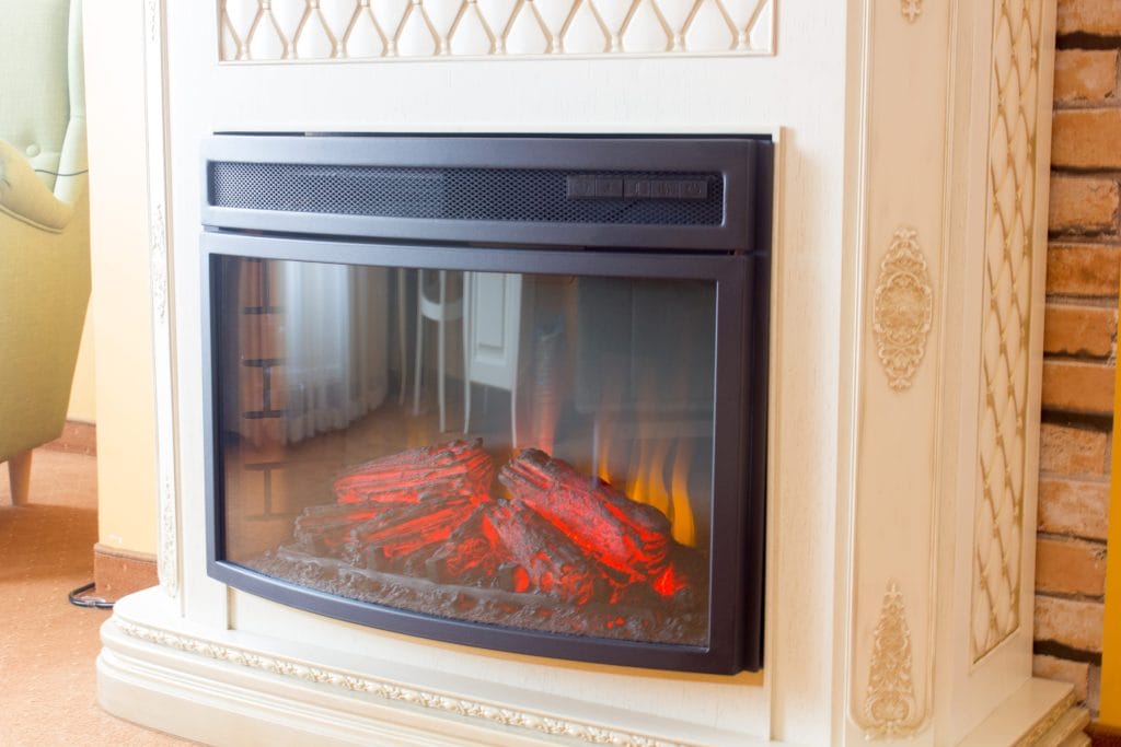 A stock image of an electric fireplace.
