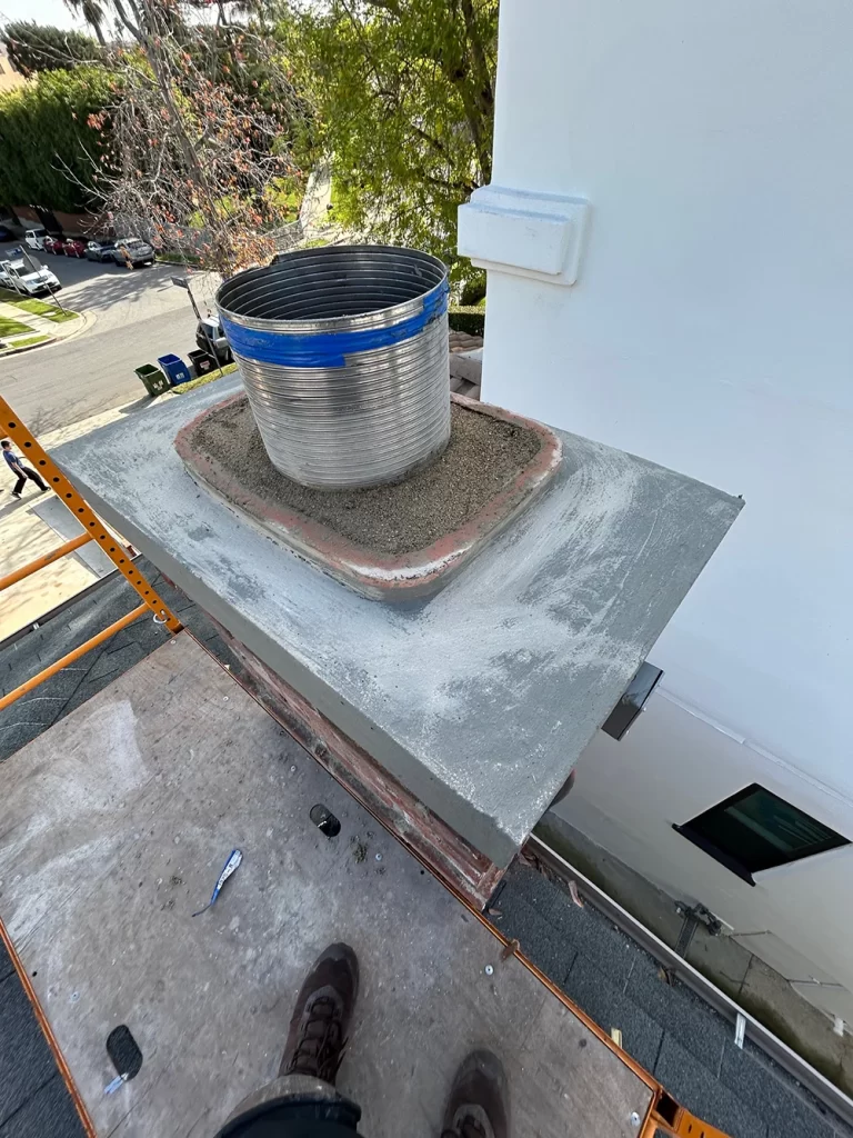 Chimney relining in progress by mr chimney services