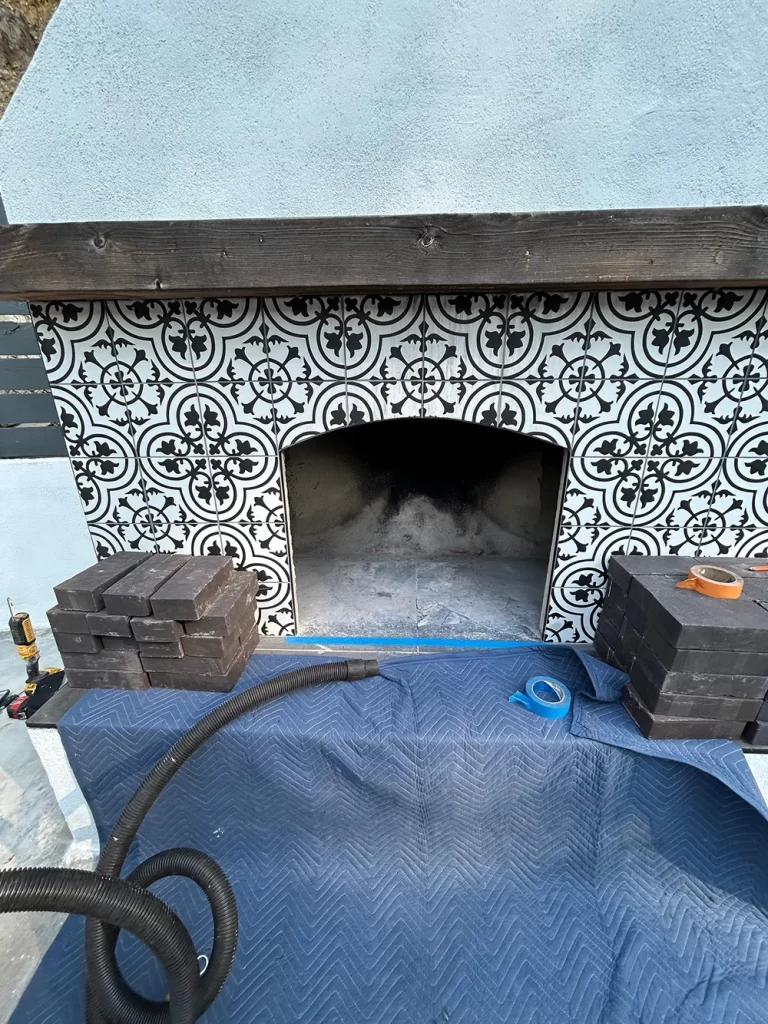 installation of an outdoor fireplace by Mr Chimney Services